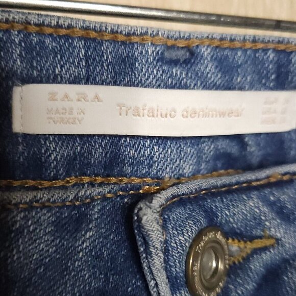 Zara Trafaluc Denimwear Floral Boho Embroidered Fringe Hem Jeans 2 - Picture 7 of 9